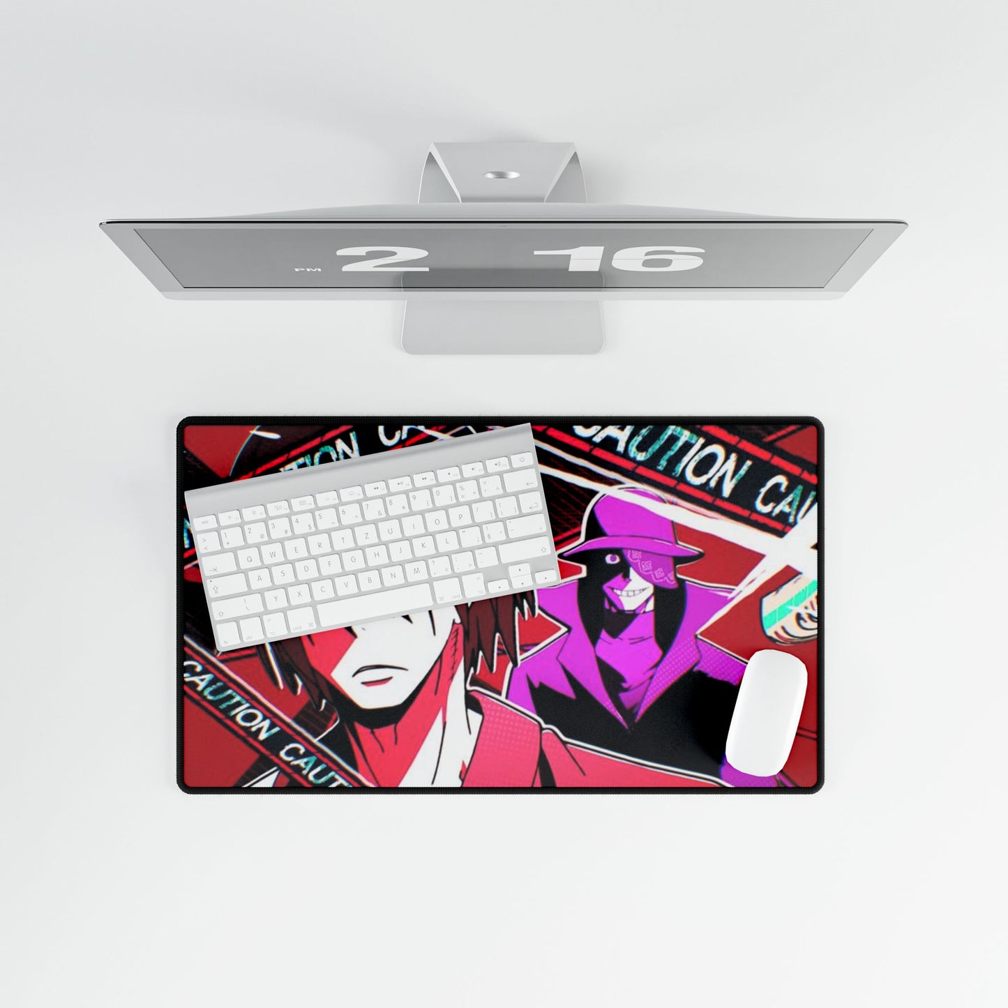 oker & Shinmon, Benimaru, Force Desk Mat - Anime Keyboard Pad, Manga Desk Mat, Otaku Gaming Accessory, Caution Design