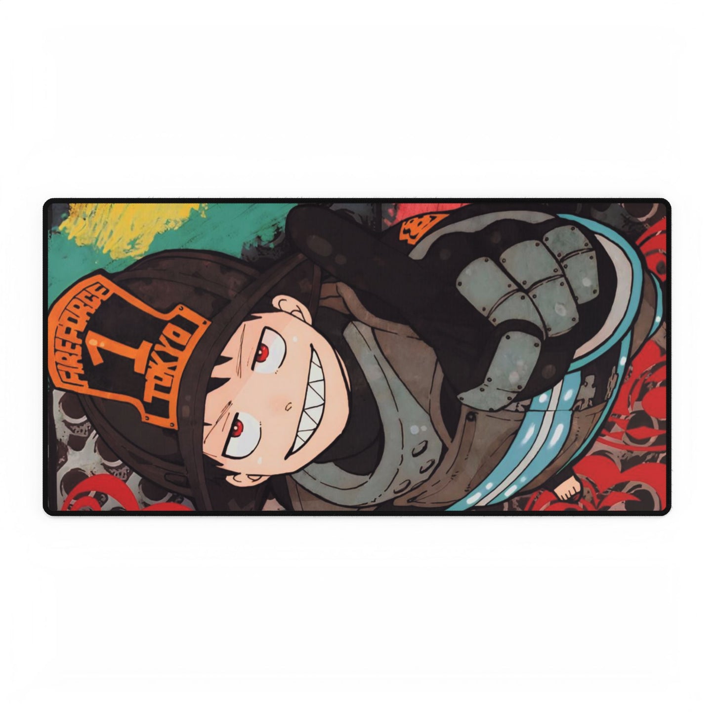 Shinra Kusakabe Desk Mat - Fire Force Anime Gaming Mat - Company 8 - Extended Size - Manga Fan Gift