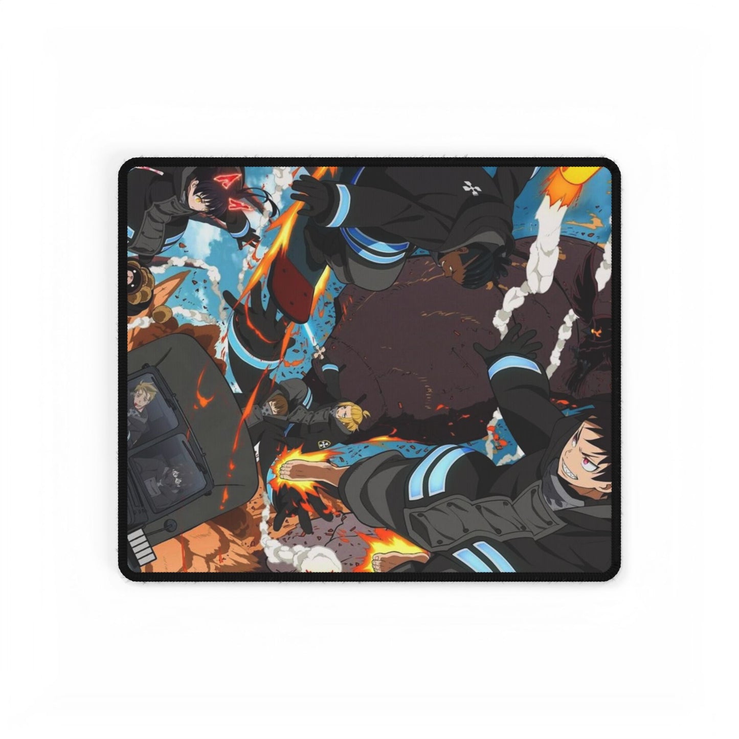 Fire Force Action Desk Mat - Anime Scene Keyboard Pad, Dynamic Manga Desk Mat, Otaku Gaming Accessory