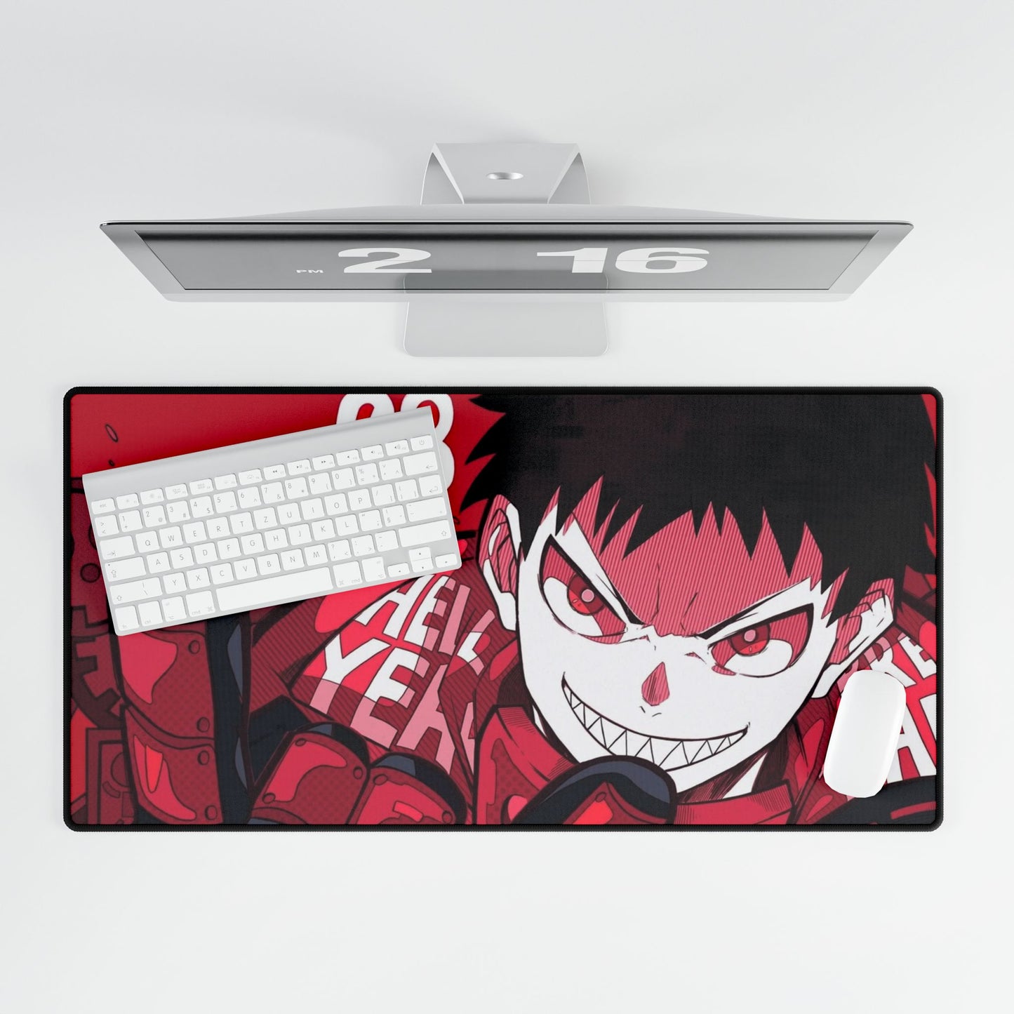 Shinra Kusakabe Desk Mat - Fire Force Anime Keyboard Pad, Red Devil Desk Mat, Manga Gaming Accessory, Otaku Gift