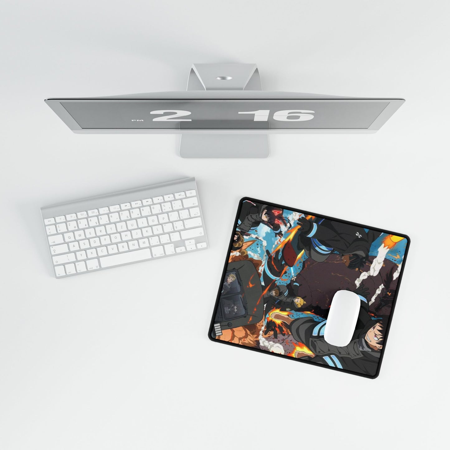 Fire Force Action Desk Mat - Anime Scene Keyboard Pad, Dynamic Manga Desk Mat, Otaku Gaming Accessory