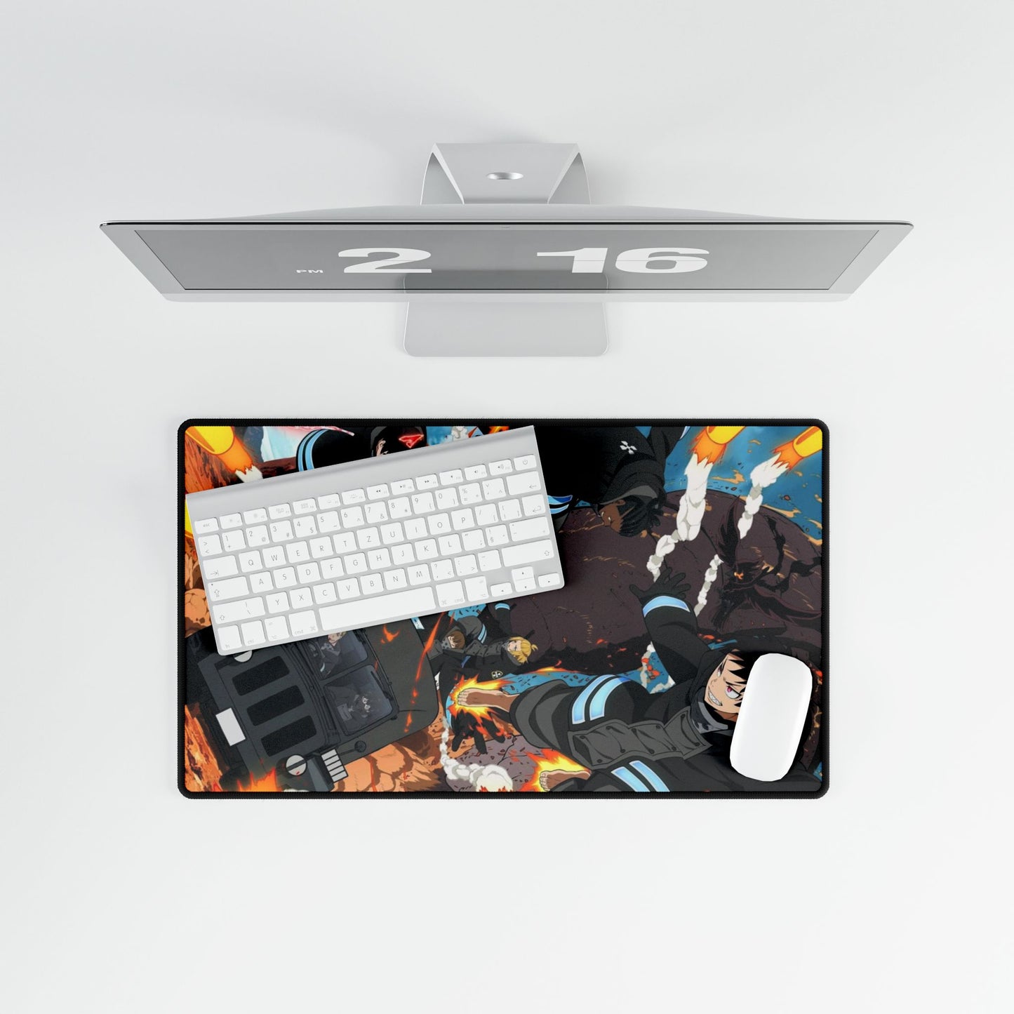 Fire Force Action Desk Mat - Anime Scene Keyboard Pad, Dynamic Manga Desk Mat, Otaku Gaming Accessory