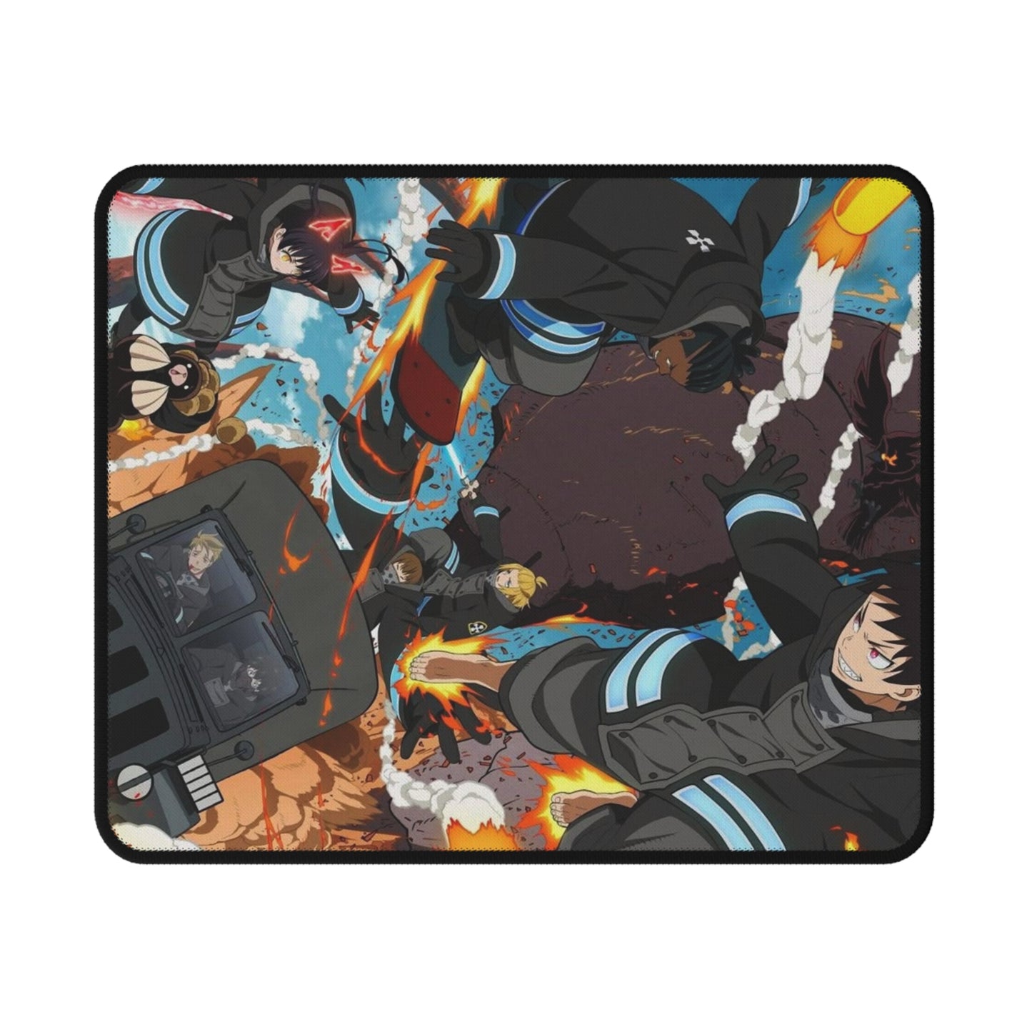 Fire Force Team Action Gaming Mouse Pad - Non-Slip Mat, Anime Battle Scene, Manga Gaming Pad, Otaku Gift