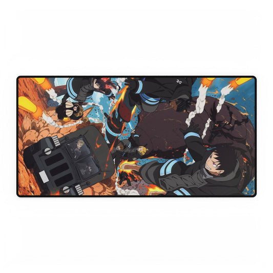 Fire Force Action Desk Mat - Anime Scene Keyboard Pad, Dynamic Manga Desk Mat, Otaku Gaming Accessory