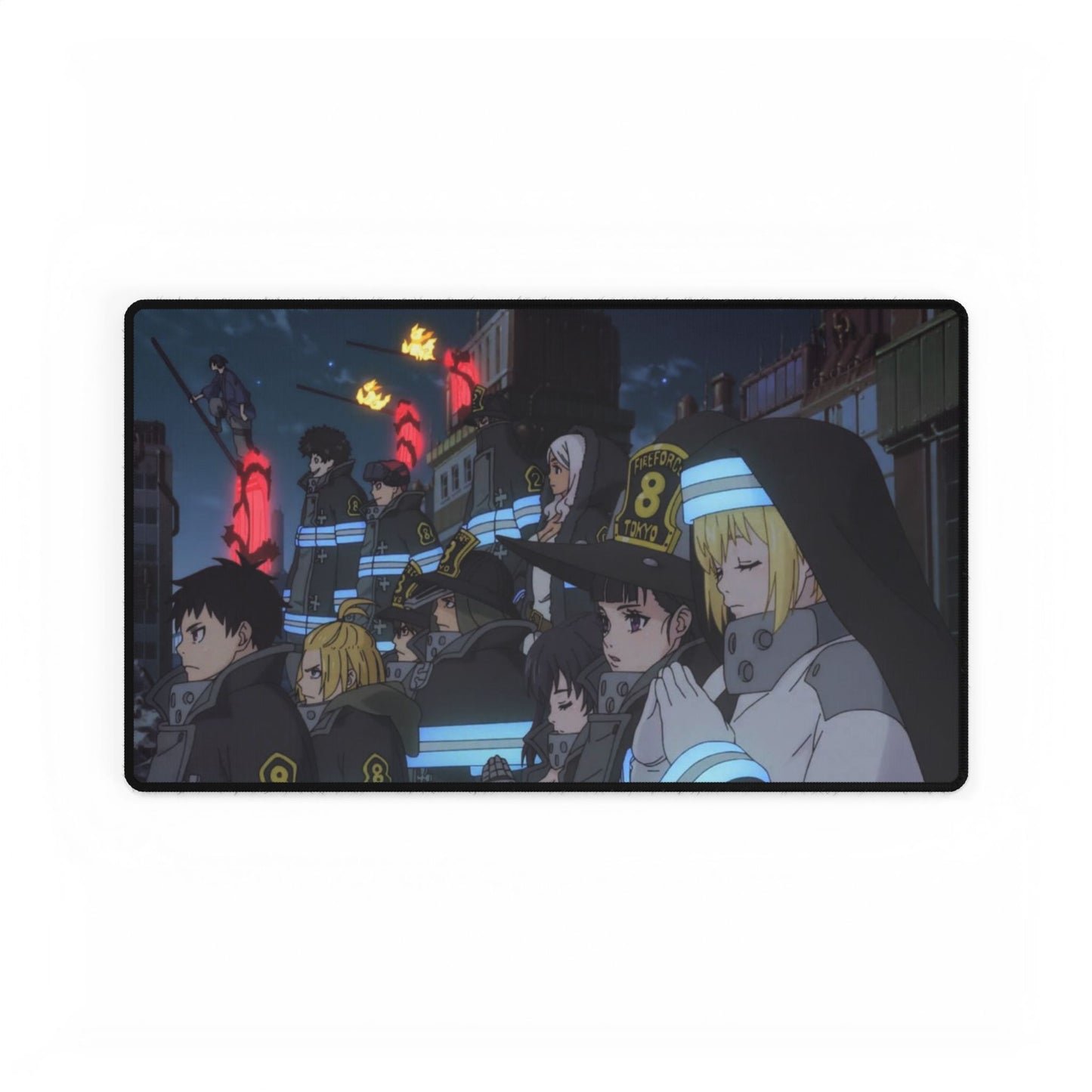 Fire Force Company 8 Desk Mat - Anime Keyboard Pad, Team Shot Desk Mat, Manga Gaming Accessory, Otaku Gift