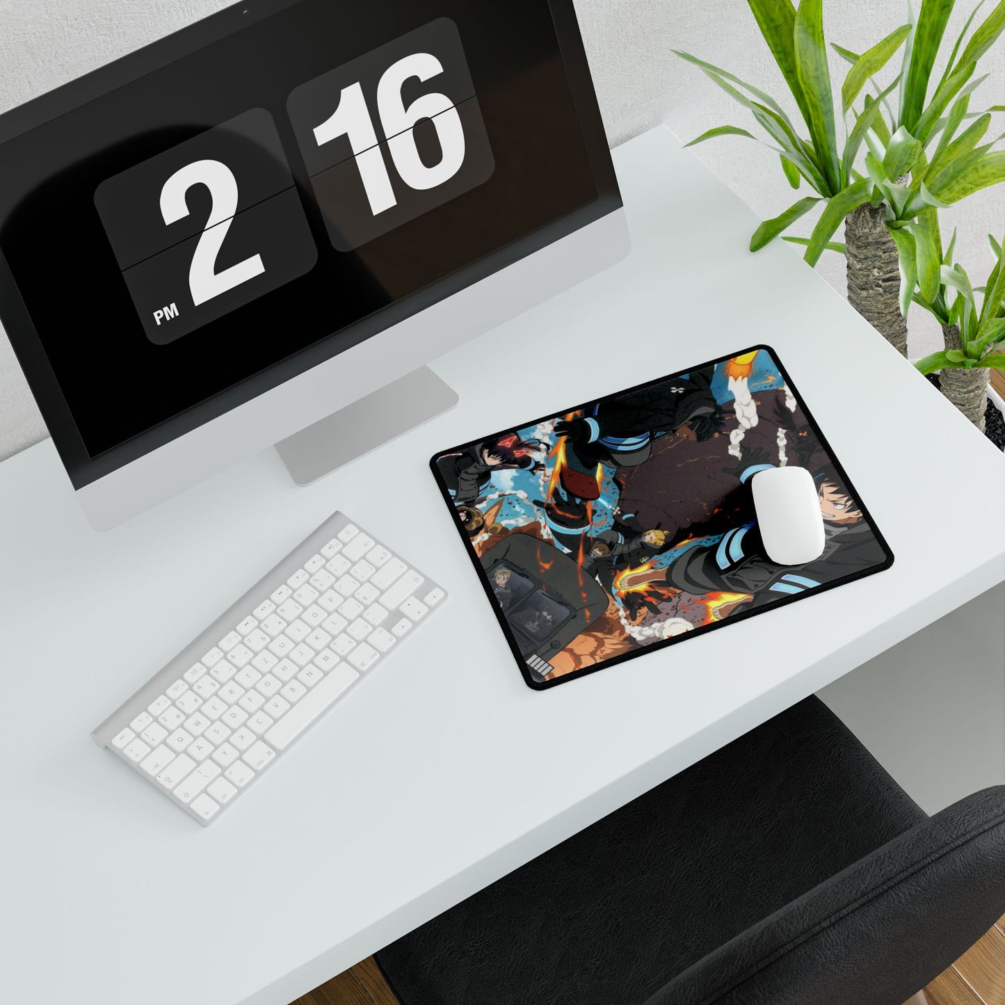Fire Force Action Desk Mat - Anime Scene Keyboard Pad, Dynamic Manga Desk Mat, Otaku Gaming Accessory